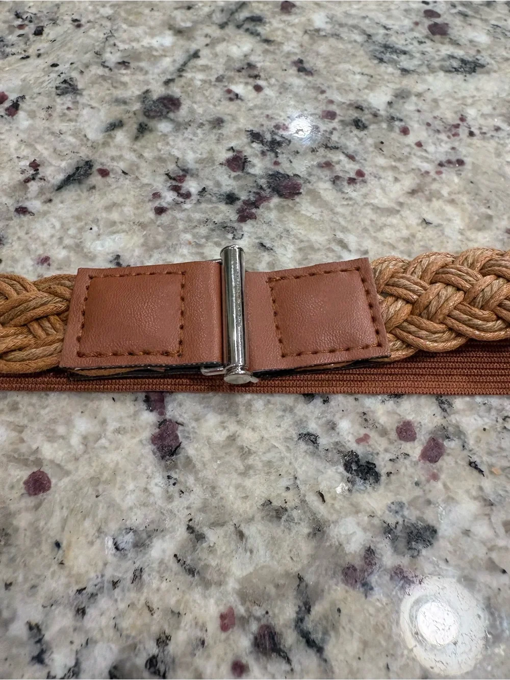 Cognac brown woven stretch belt girls one size unbranded GUC